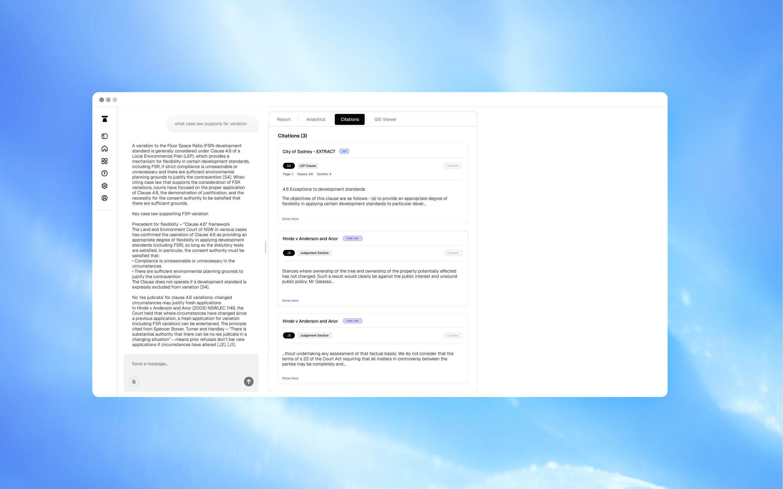Citation dashboard showing linked source documents inside Plynth